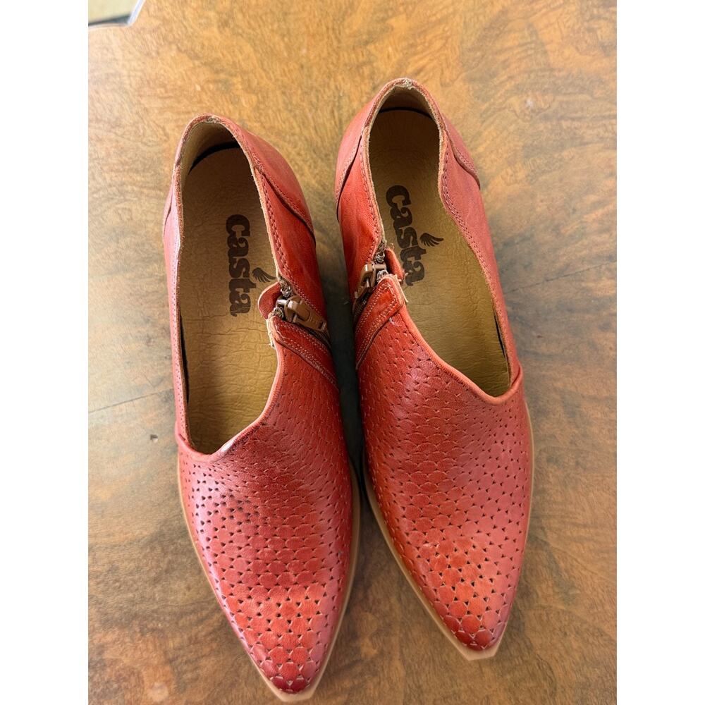 NIB Casta Deli Papaya / Burnt Orange Stack Heel Side Cut Shoe #0280 SZ 36 EU - Picture 8 of 8
